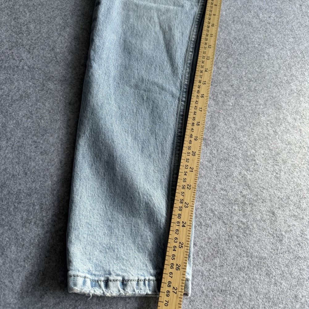 Zara High Rise Straight Leg Jeans Size 4 Light Wash Distressed Hem - Picture 11 of 12